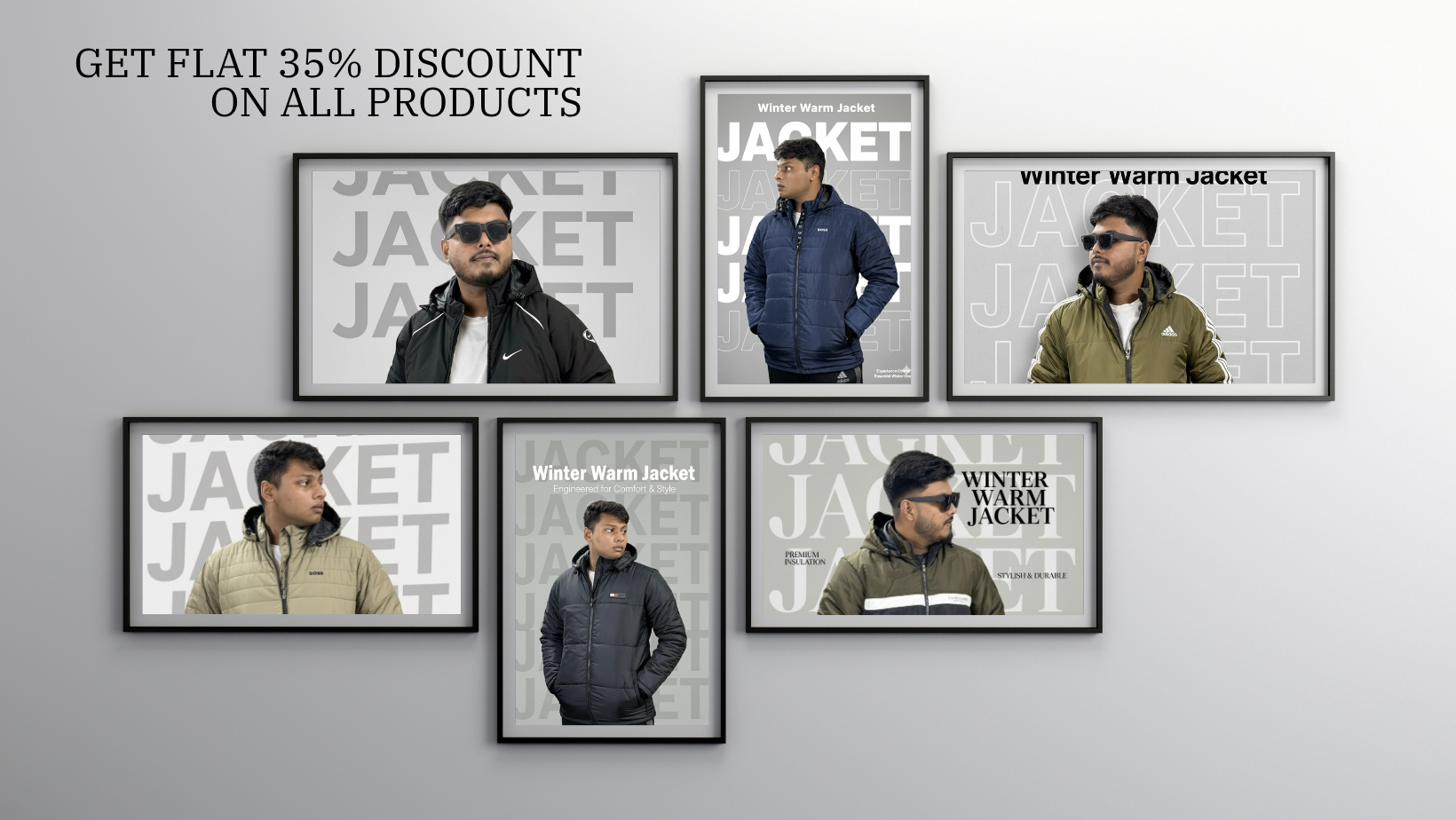 Black and grey simple photo collage facebook cover